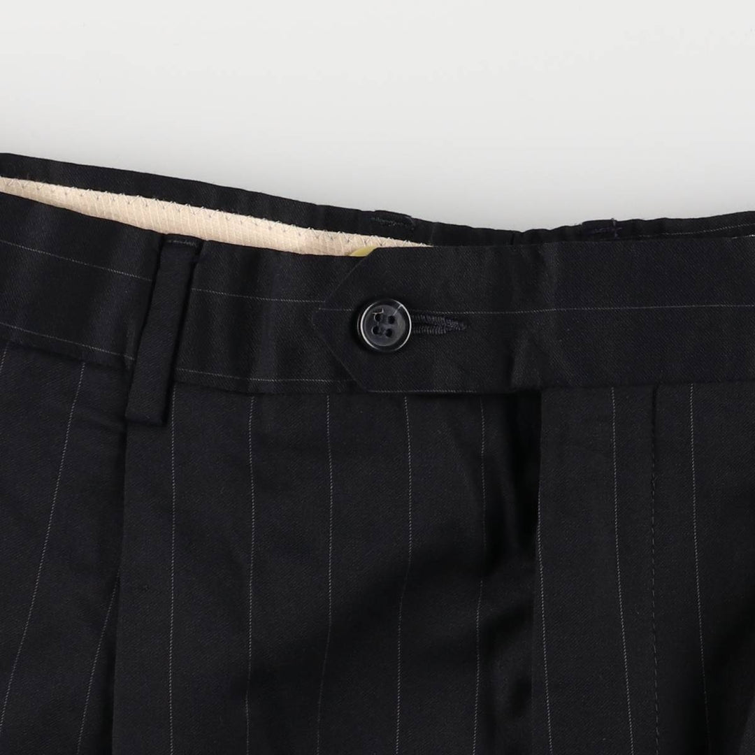 JOS.A.BANK Stripe Pattern Two-Pleated Slacks, Men's Size 35 unclear navy blue type Vintage Second Hand