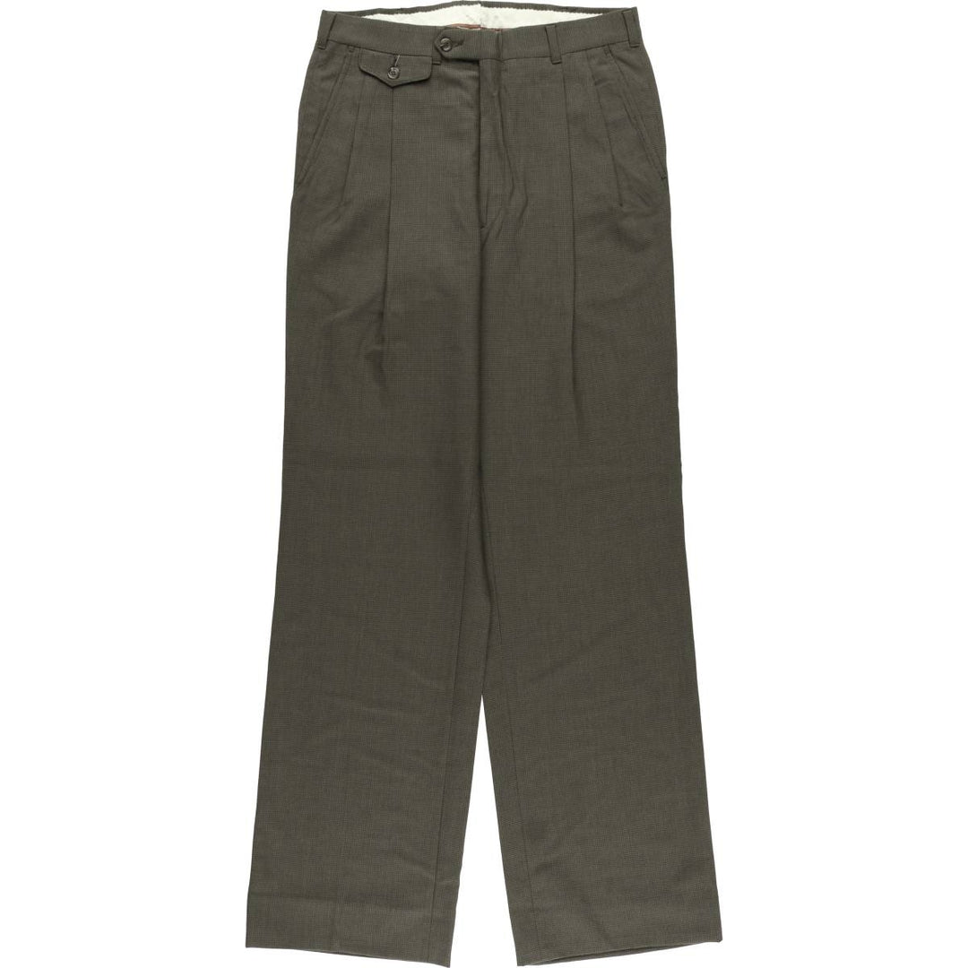 Vintage Check Pattern Two-Pleated Slacks, Men's Size W31 unclear Khaki type Vintage Second Hand