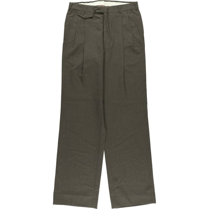 Vintage Check Pattern Two-Pleated Slacks, Men's Size W31 unclear Khaki type Vintage Second Hand