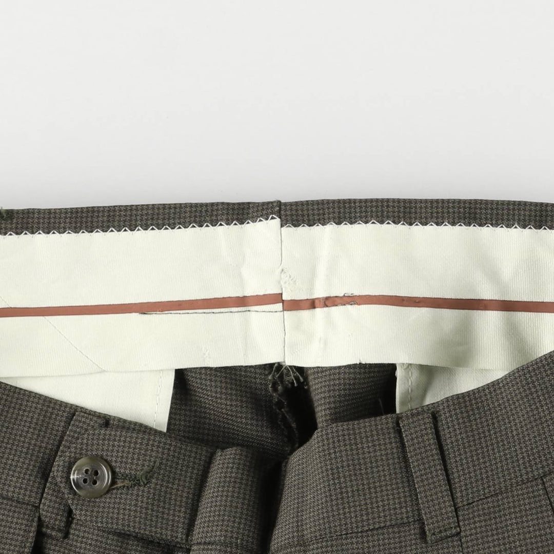 Vintage Check Pattern Two-Pleated Slacks, Men's Size W31 unclear Khaki type Vintage Second Hand