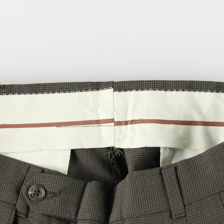 Vintage Check Pattern Two-Pleated Slacks, Men's Size W31 unclear Khaki type Vintage Second Hand