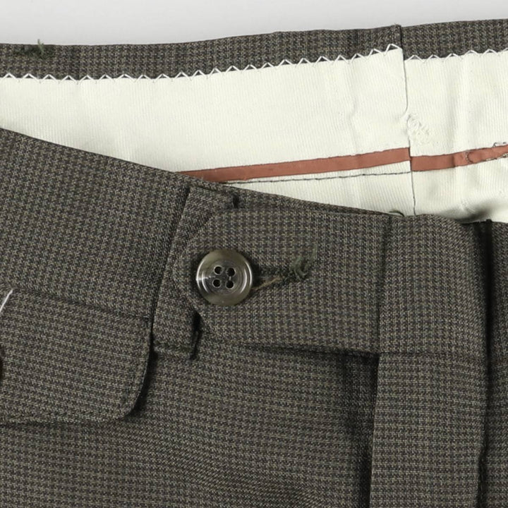 Vintage Check Pattern Two-Pleated Slacks, Men's Size W31 unclear Khaki type Vintage Second Hand
