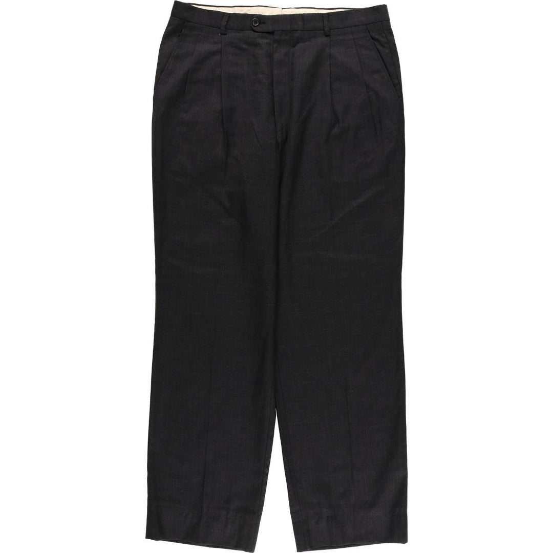 Two-pleat slacks pants for men, equivalent to W35 unclear Charcoal Vintage Second Hand