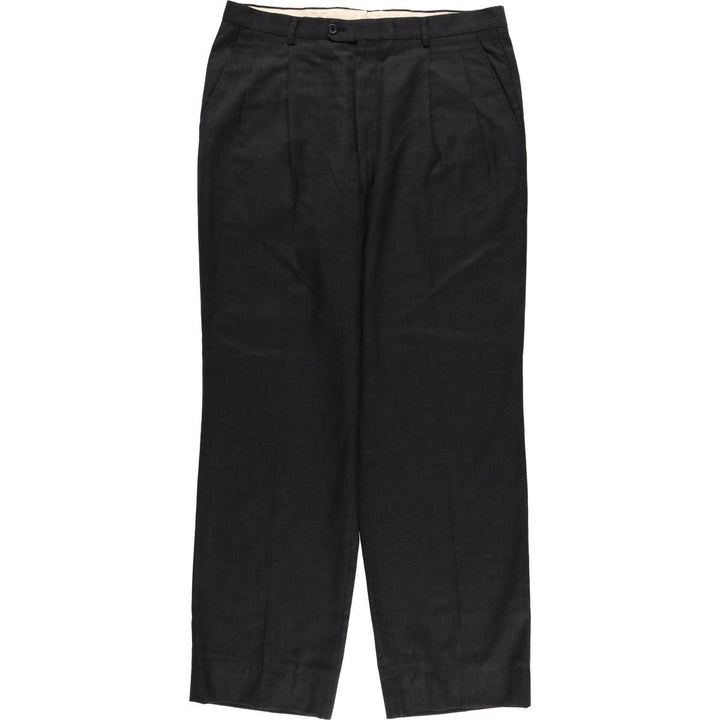 Two-pleat slacks pants for men, equivalent to W35 unclear Charcoal Vintage Second Hand