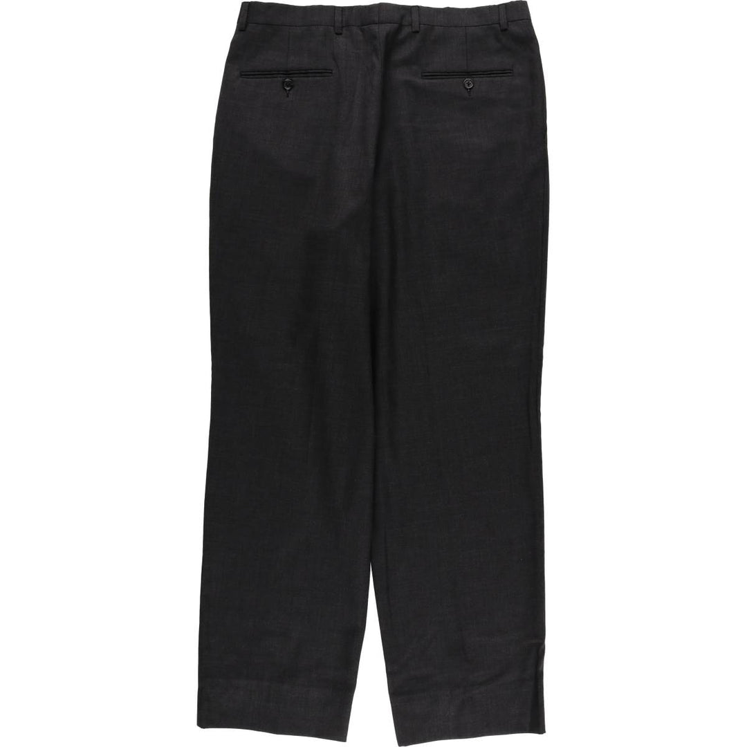 Two-pleat slacks pants for men, equivalent to W35 unclear Charcoal Vintage Second Hand