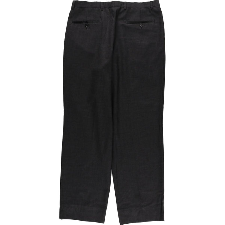 Two-pleat slacks pants for men, equivalent to W35 unclear Charcoal Vintage Second Hand