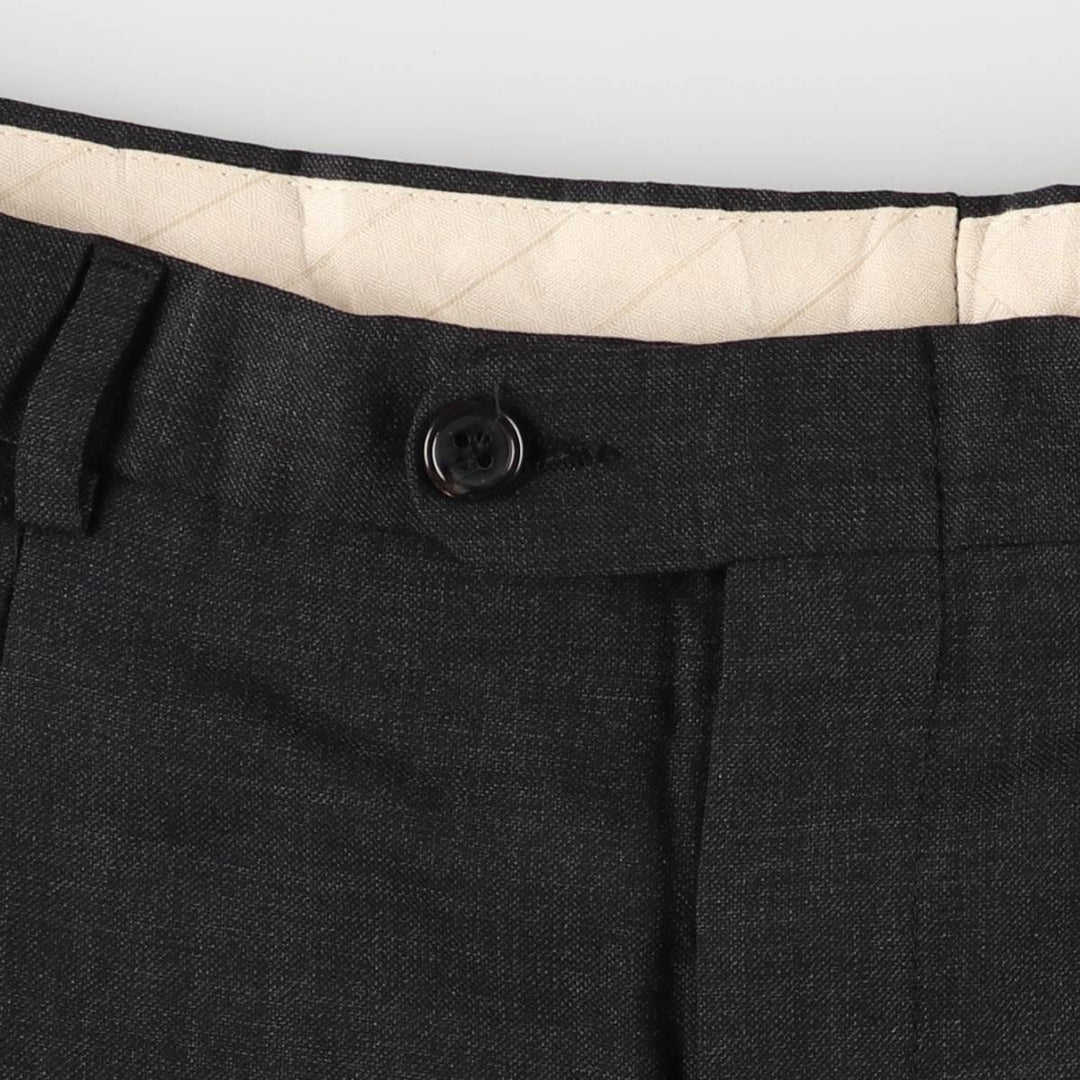 Two-pleat slacks pants for men, equivalent to W35 unclear Charcoal Vintage Second Hand