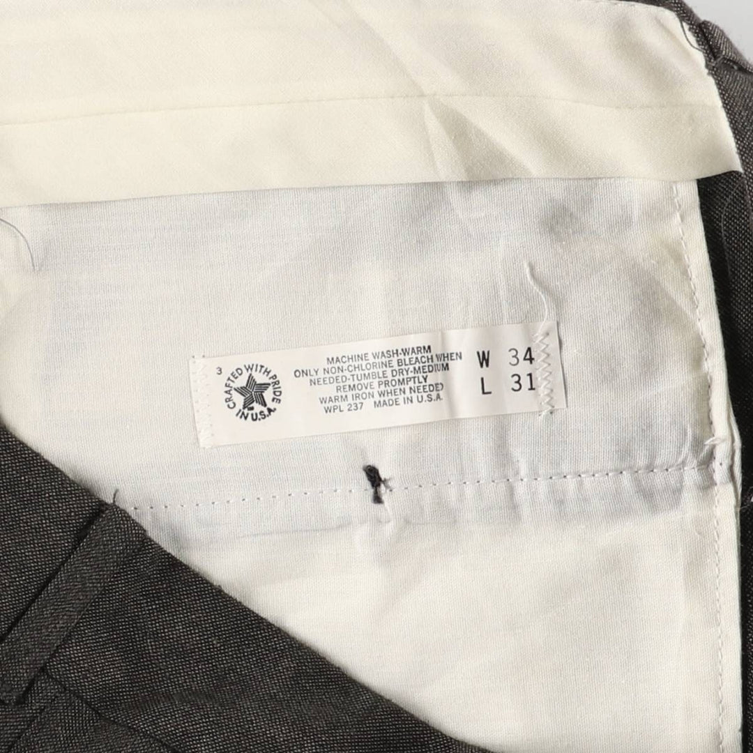 Two-pleat slacks, made in the USA, men's size W34 unclear Charcoal Vintage Second Hand