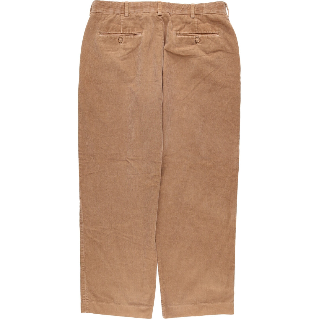 2000'S LANDS' END TRADITIONAL FIT Corduroy Pants, Men's, Size 34 cotton beige type brown Vintage Second Hand