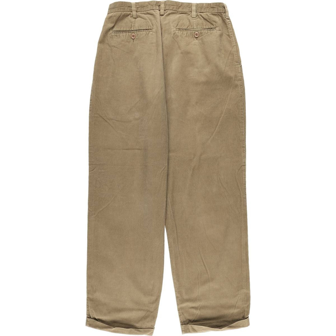 Perry Ellis Cotton Two-pleat Corduroy Pants, Men's, Size W34 cotton Beige type Vintage Second Hand