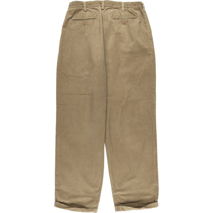 Perry Ellis Cotton Two-pleat Corduroy Pants, Men's, Size W34 cotton Beige type Vintage Second Hand