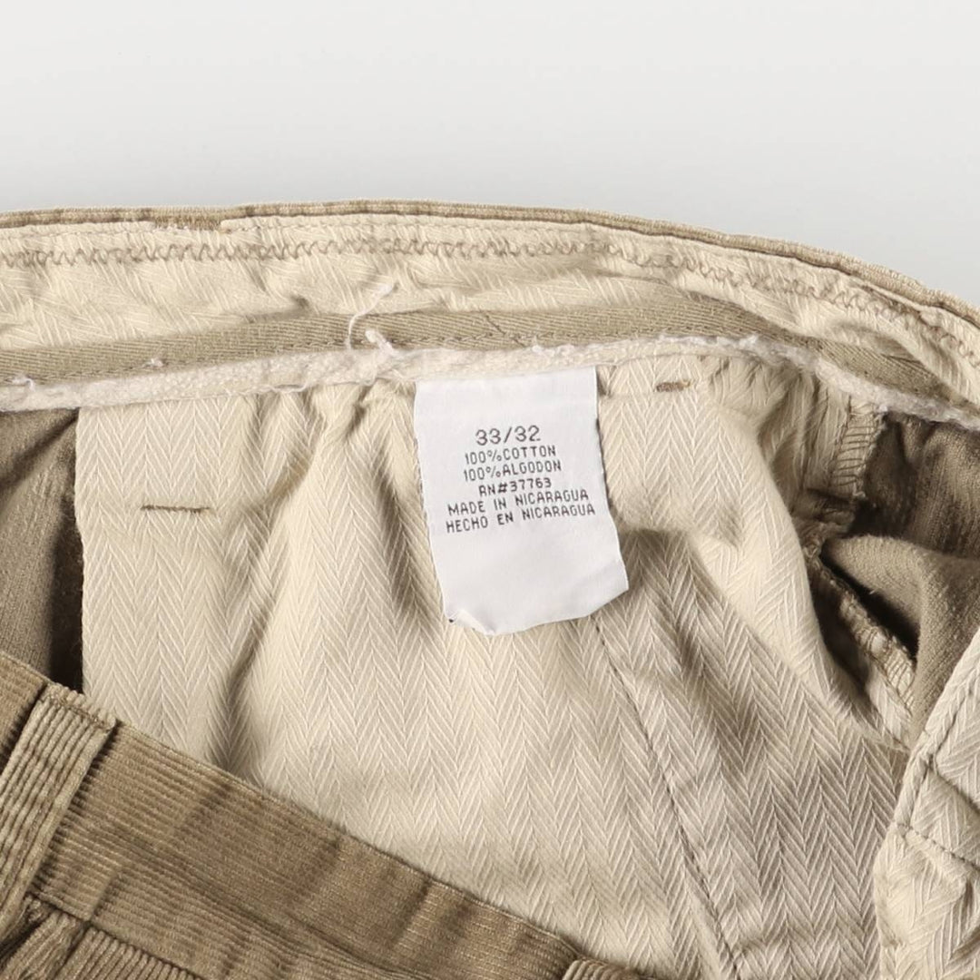 Perry Ellis Cotton Two-pleat Corduroy Pants, Men's, Size W34 cotton Beige type Vintage Second Hand