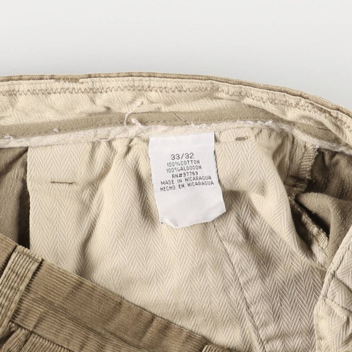 Perry Ellis Cotton Two-pleat Corduroy Pants, Men's, Size W34 cotton Beige type Vintage Second Hand