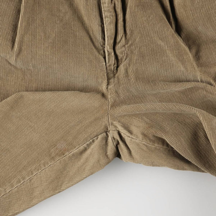 Perry Ellis Cotton Two-pleat Corduroy Pants, Men's, Size W34 cotton Beige type Vintage Second Hand