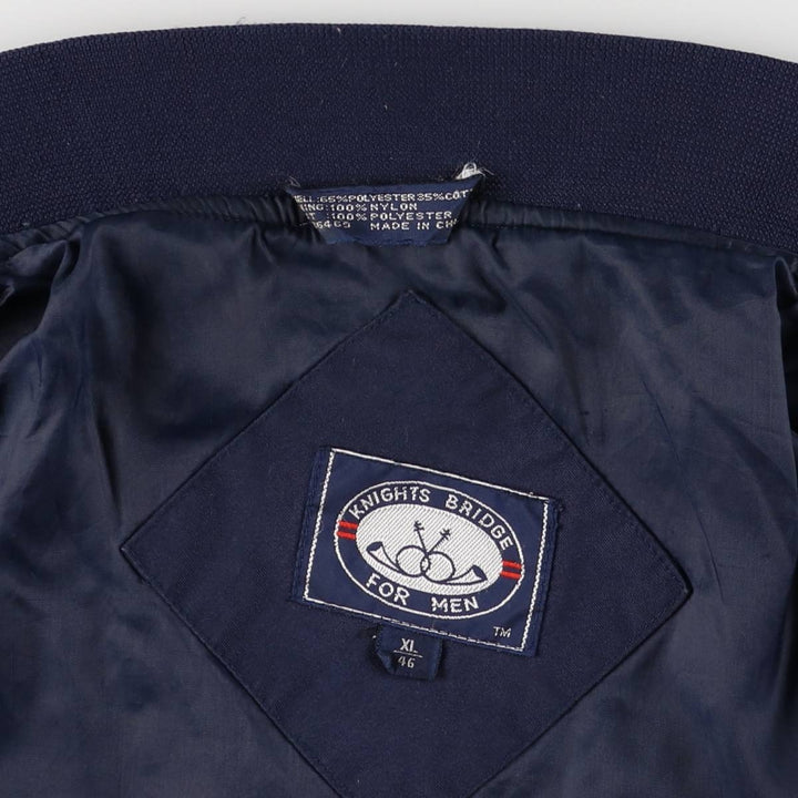 80s-90'S KNIGHTS BRIDGE Derby Jacket, Cup Shoulder Jacket, Men's XL, Vintage polyester navy blue type Vintage Second Hand