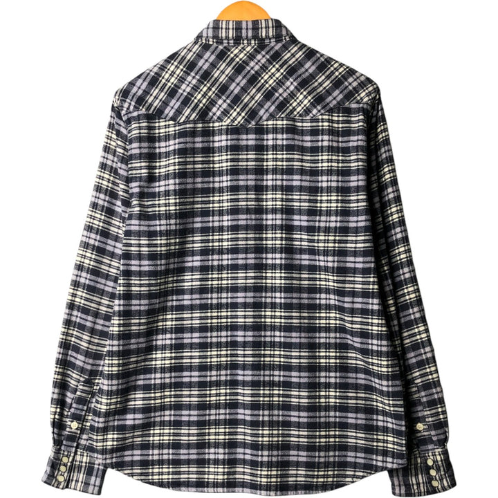 Ralph Lauren DENIM AND SUPPLY Check Pattern Long Sleeve Flannel Check Shirt, Men's Size L cotton navy blue type Vintage Second Hand