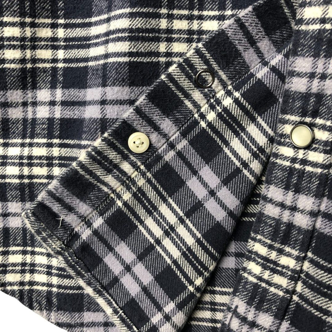 Ralph Lauren DENIM AND SUPPLY Check Pattern Long Sleeve Flannel Check Shirt, Men's Size L cotton navy blue type Vintage Second Hand