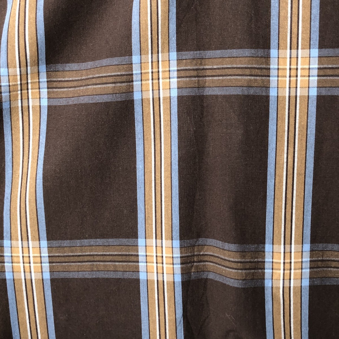 Dickies Check Pattern Short Sleeve Work Shirt Box Shirt Men's XL cotton brown type Vintage Second Hand