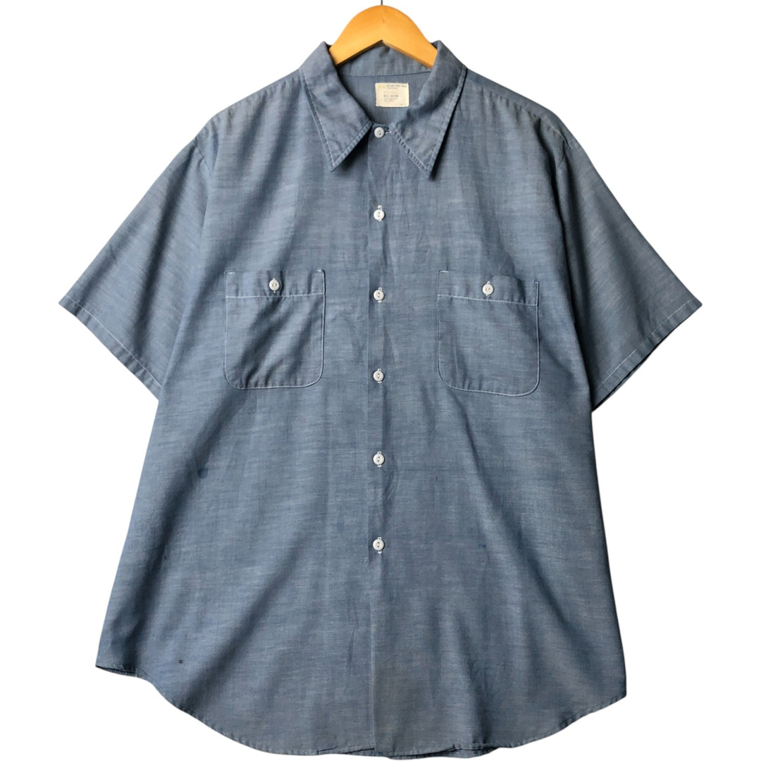 Big Mac Short Sleeve Chambray Shirt, Men's Size XL cotton Indigo Vintage Second Hand
