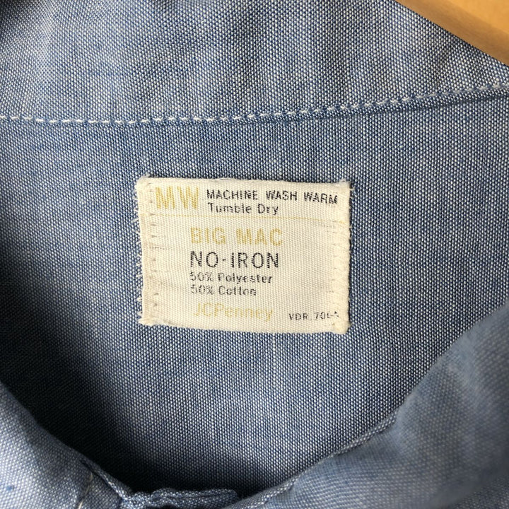 Big Mac Short Sleeve Chambray Shirt, Men's Size XL cotton Indigo Vintage Second Hand