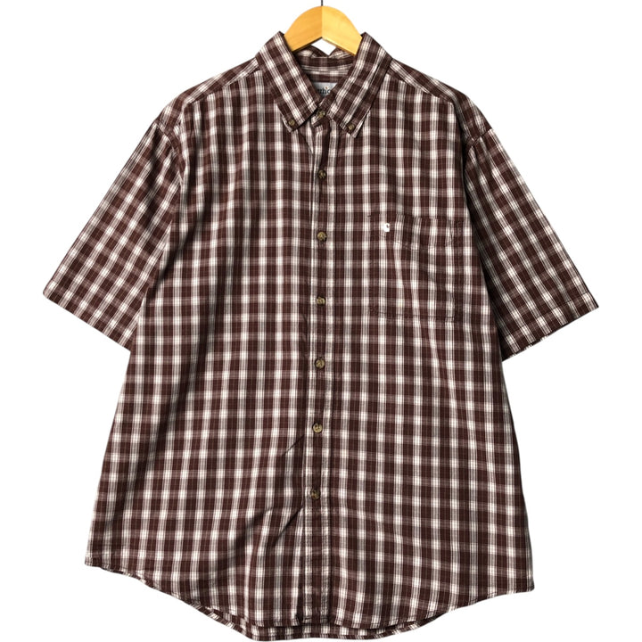 Carhartt Check Pattern Button-down Short Sleeve Work Shirt, Men's XL cotton brown type Vintage Second Hand