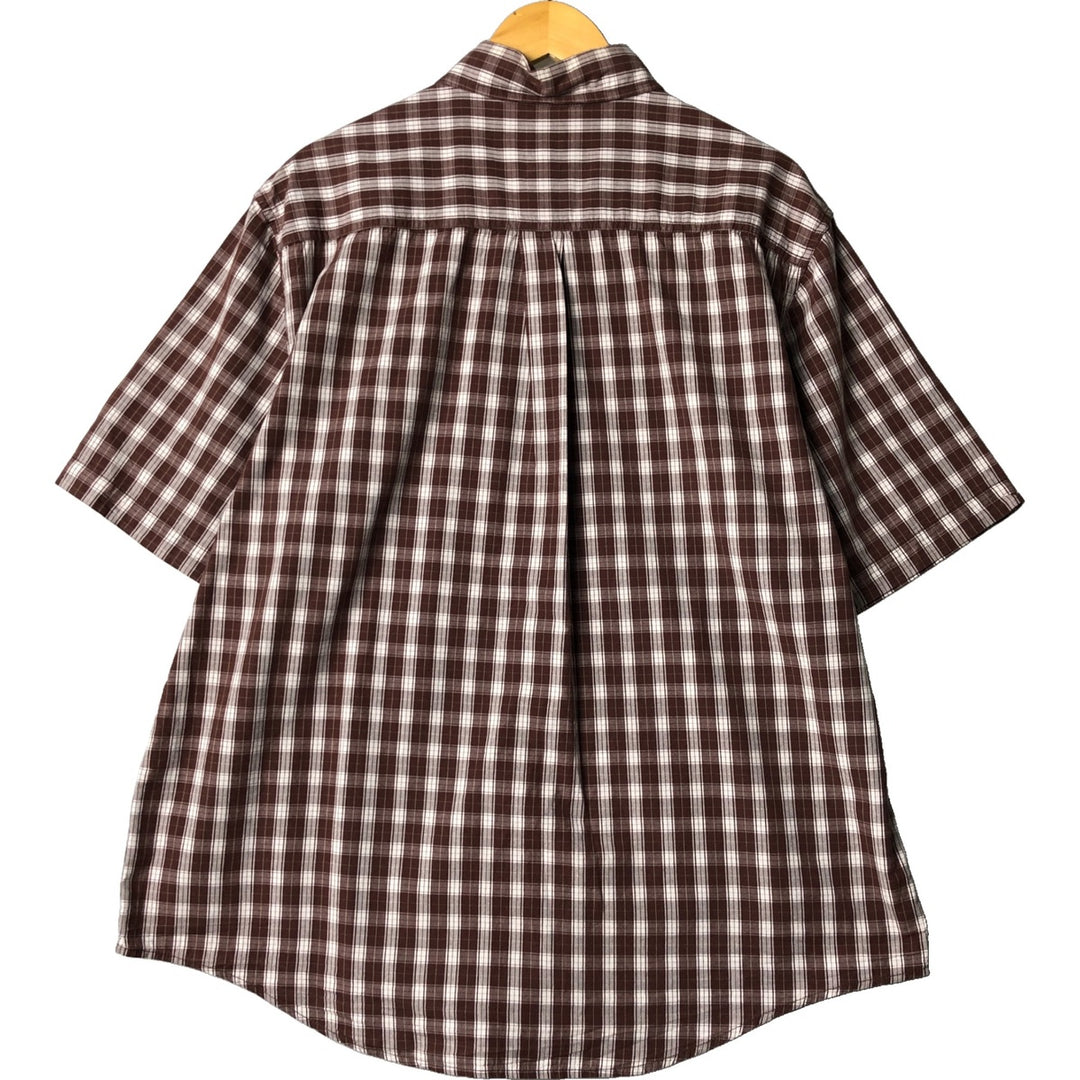 Carhartt Check Pattern Button-down Short Sleeve Work Shirt, Men's XL cotton brown type Vintage Second Hand