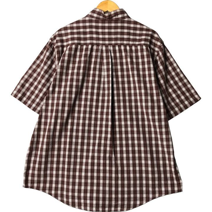 Carhartt Check Pattern Button-down Short Sleeve Work Shirt, Men's XL cotton brown type Vintage Second Hand