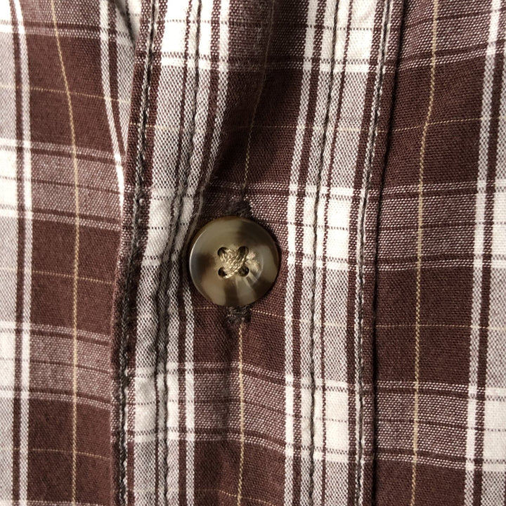 Carhartt Check Pattern Button-down Short Sleeve Work Shirt, Men's XL cotton brown type Vintage Second Hand