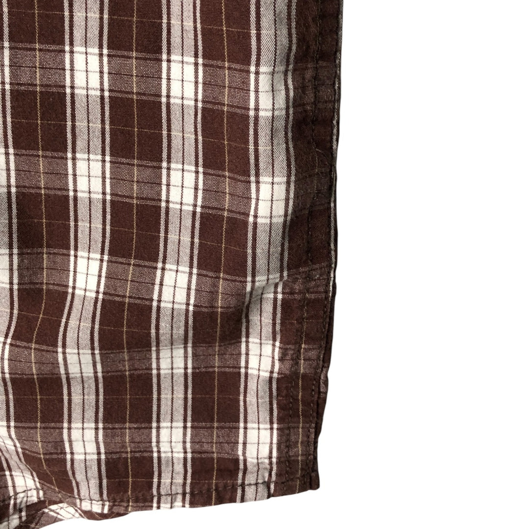 Carhartt Check Pattern Button-down Short Sleeve Work Shirt, Men's XL cotton brown type Vintage Second Hand