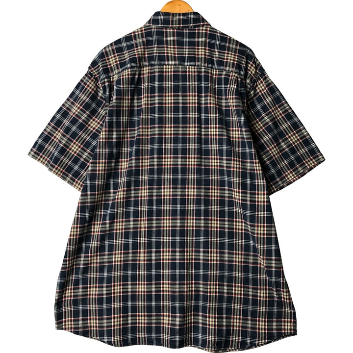Carhartt Check Pattern Button-down Short Sleeve Work Shirt, Men's XL cotton navy blue type Vintage Second Hand