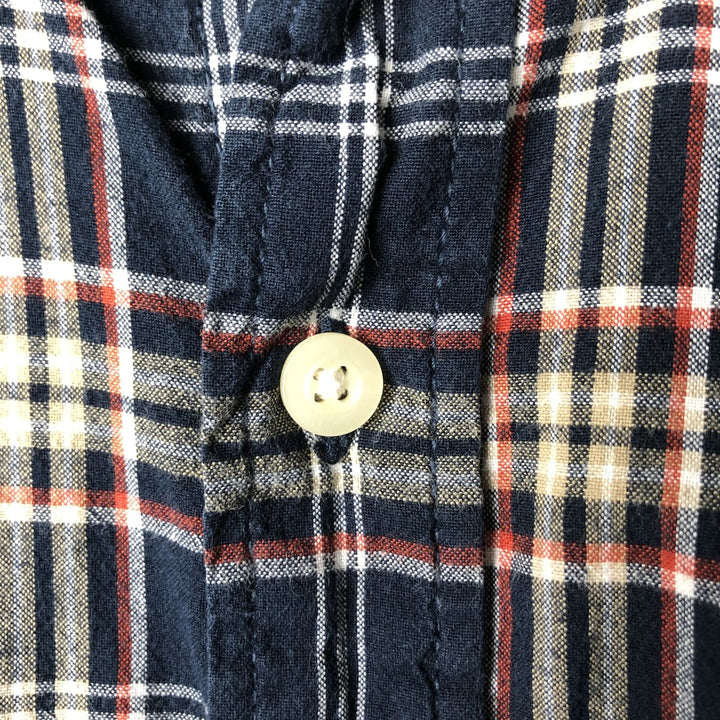 Carhartt Check Pattern Button-down Short Sleeve Work Shirt, Men's XL cotton navy blue type Vintage Second Hand