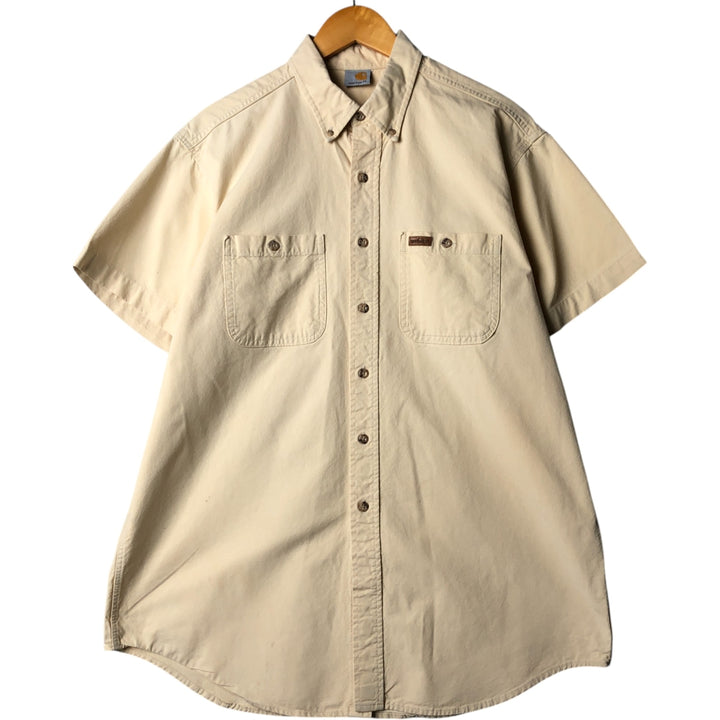 Carhartt button-down short-sleeve work shirt, men's size L unclear yellow type Vintage Second Hand