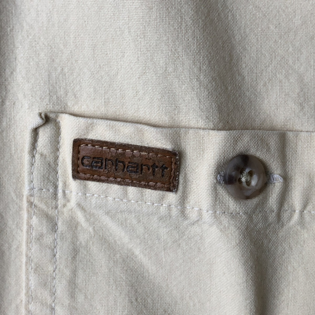 Carhartt button-down short-sleeve work shirt, men's size L unclear yellow type Vintage Second Hand