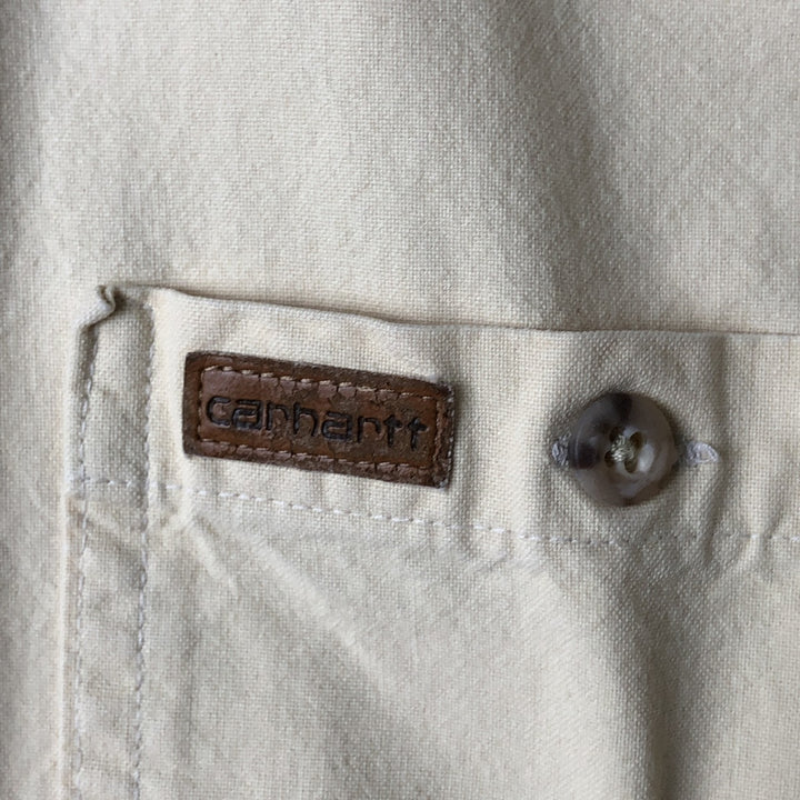 Carhartt button-down short-sleeve work shirt, men's size L unclear yellow type Vintage Second Hand