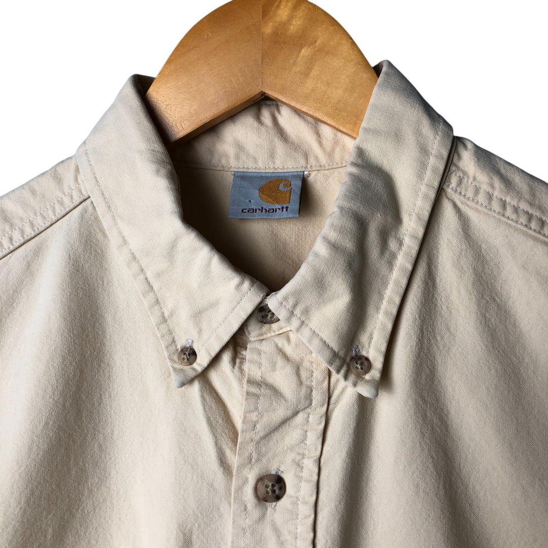 Carhartt button-down short-sleeve work shirt, men's size L unclear yellow type Vintage Second Hand