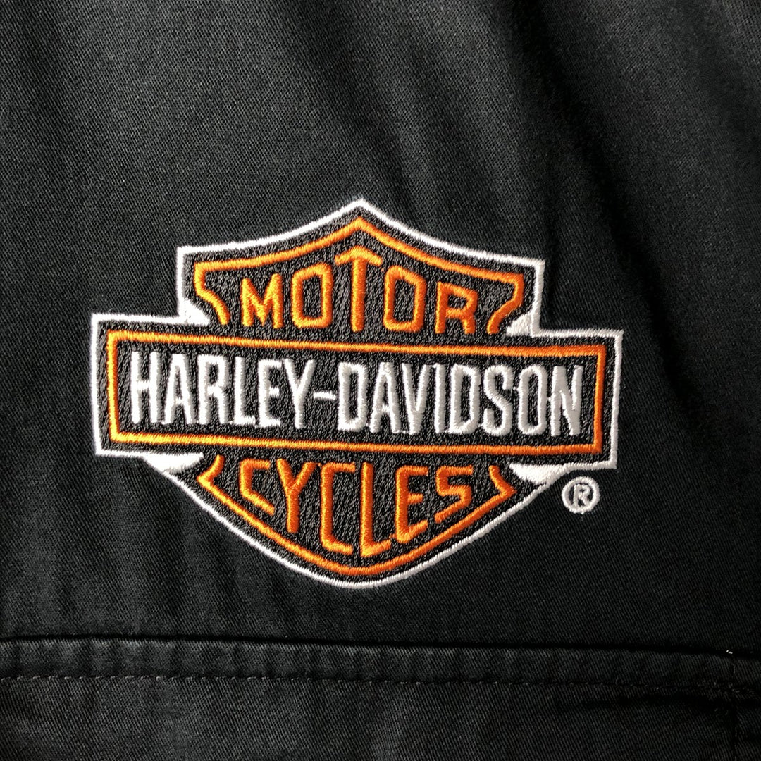 Harley-Davidson Men's Button-Down Short Sleeve Work Shirt, Size XL cotton black type Vintage Second Hand