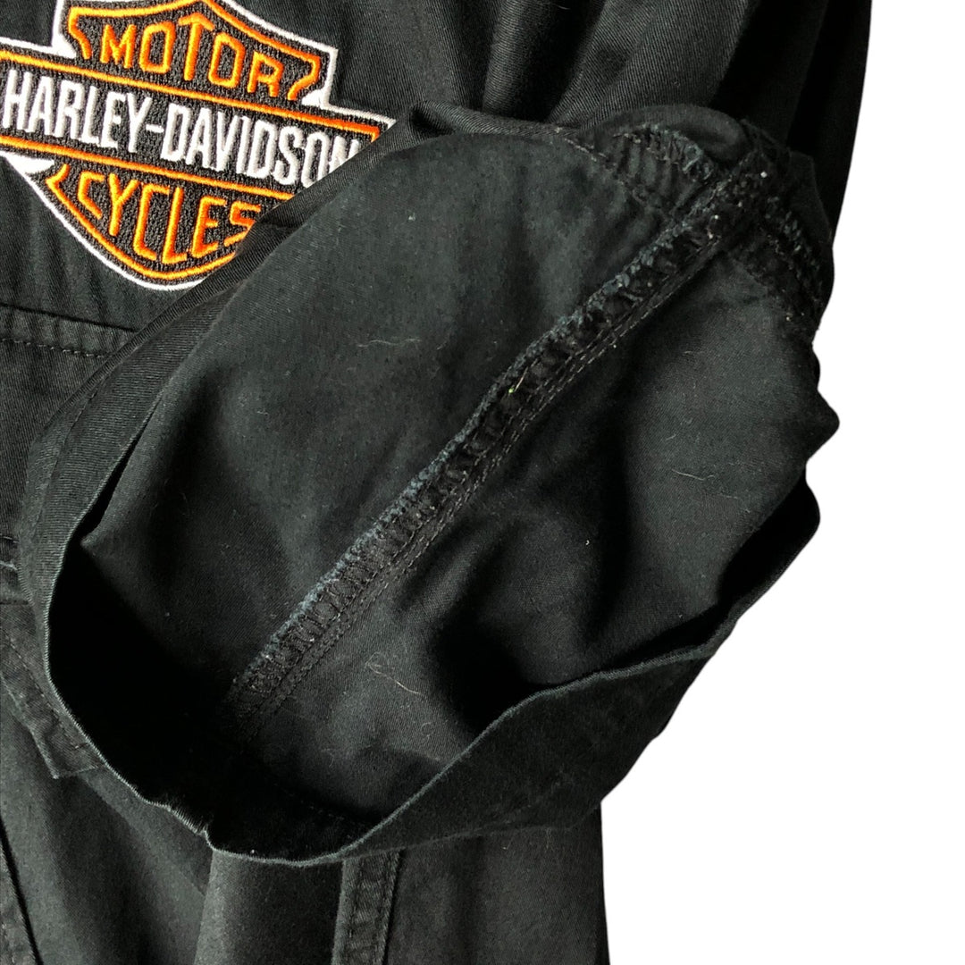 Harley-Davidson Men's Button-Down Short Sleeve Work Shirt, Size XL cotton black type Vintage Second Hand