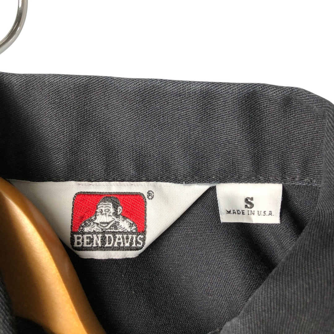 90'S Ben Davis Half-Zip Pullover Short Sleeve Work Shirt, Made in USA, Men's Size Small, Vintage cotton black type Vintage Second Hand