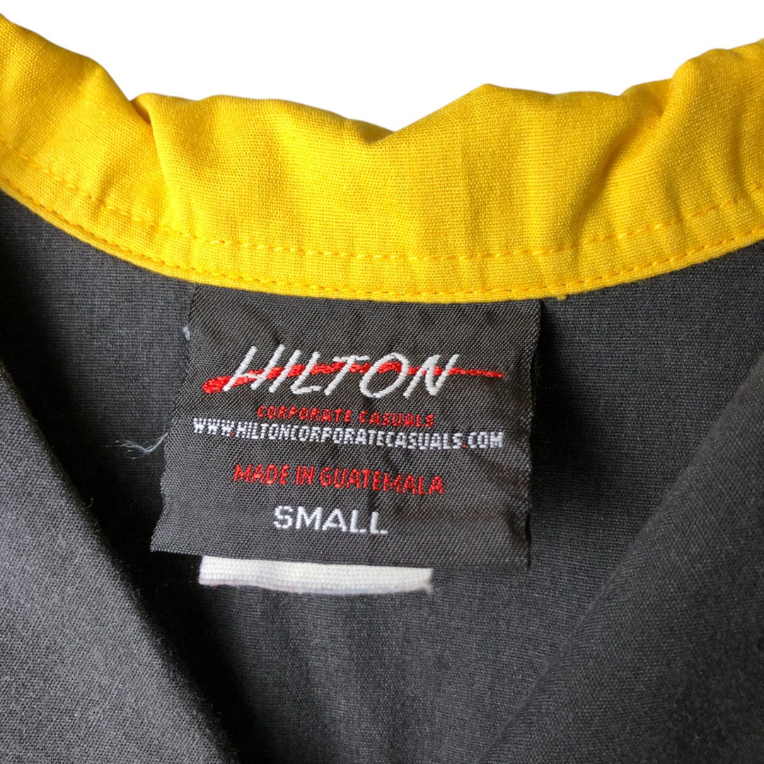 Hilton Open Collar Bowling Shirt, Box Shirt, Men's Size Small cotton black type Vintage Second Hand
