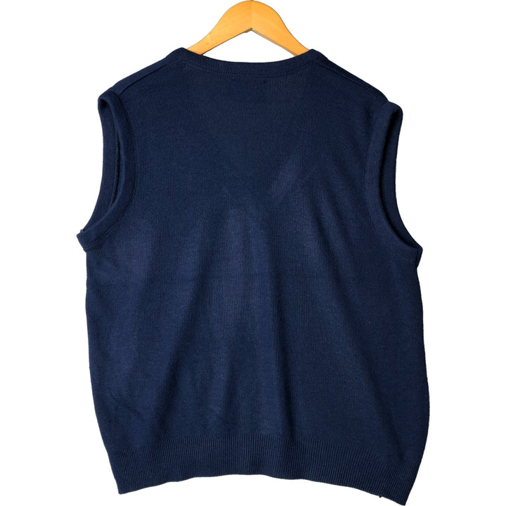 Vintage 80s-90'S Jantzen V-neck knit vest, made in the USA, size L, men's unclear navy blue type Vintage Second Hand