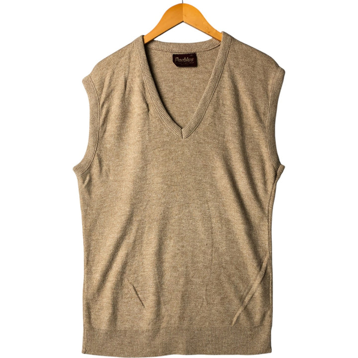 Vintage Peebles V-neck acrylic knit vest, made in the USA, men's size XL acrylic Beige type Vintage Second Hand