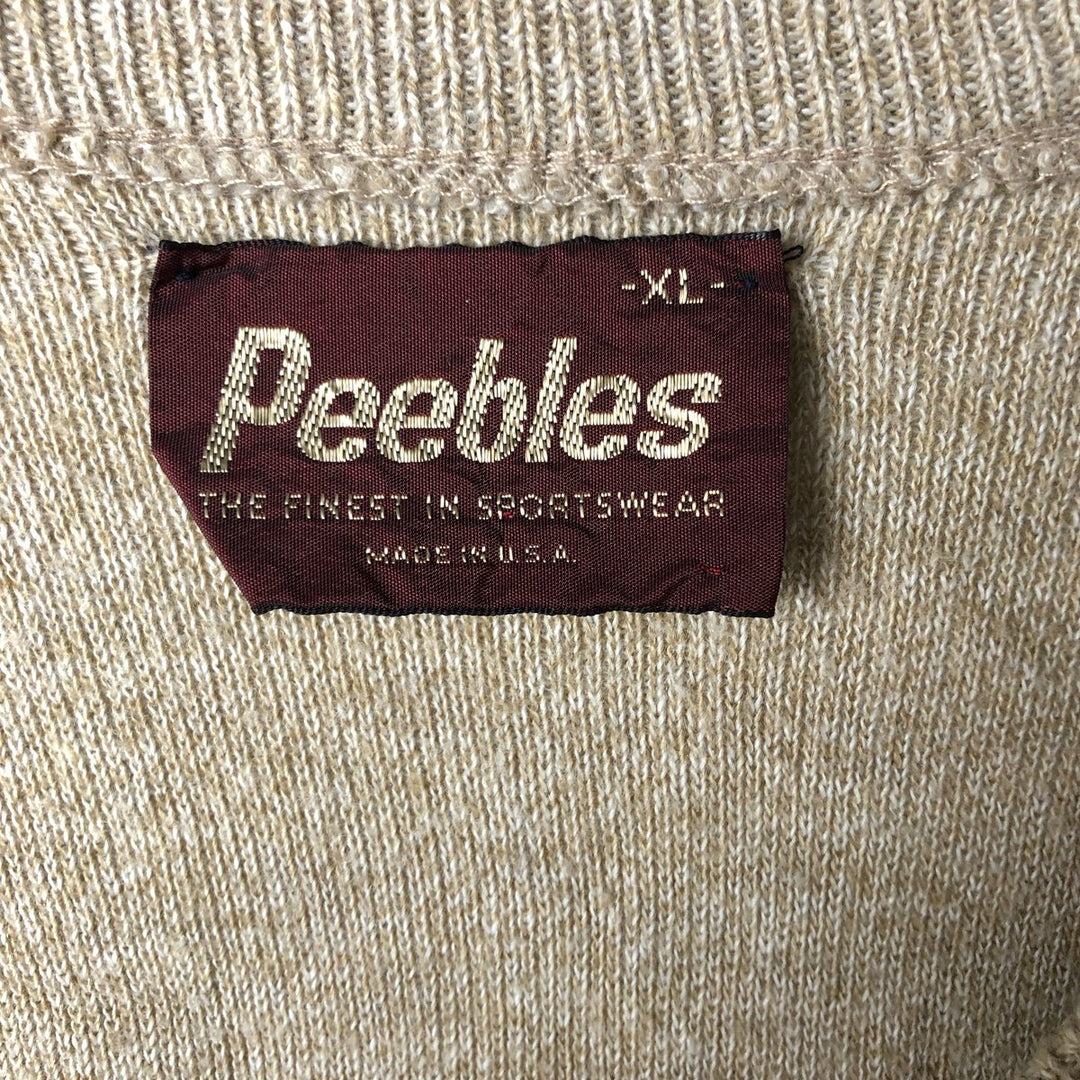 Vintage Peebles V-neck acrylic knit vest, made in the USA, men's size XL acrylic Beige type Vintage Second Hand