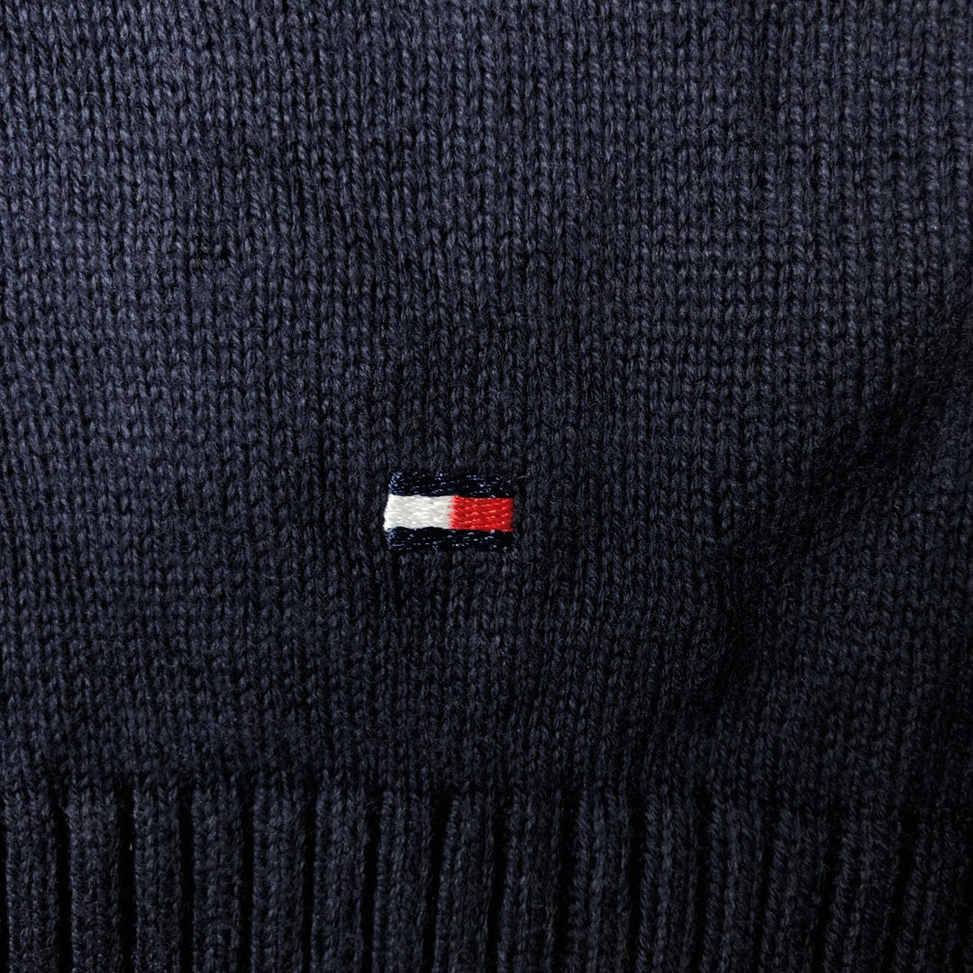Vintage 90'S Tommy Hilfiger V-neck cotton knit vest, men's size XL cotton navy blue type Vintage Second Hand