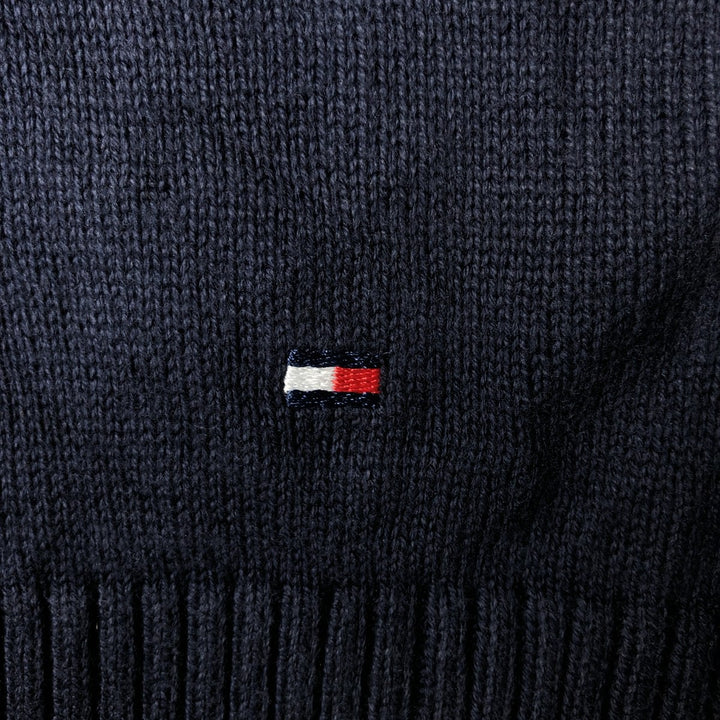 Vintage 90'S Tommy Hilfiger V-neck cotton knit vest, men's size XL cotton navy blue type Vintage Second Hand