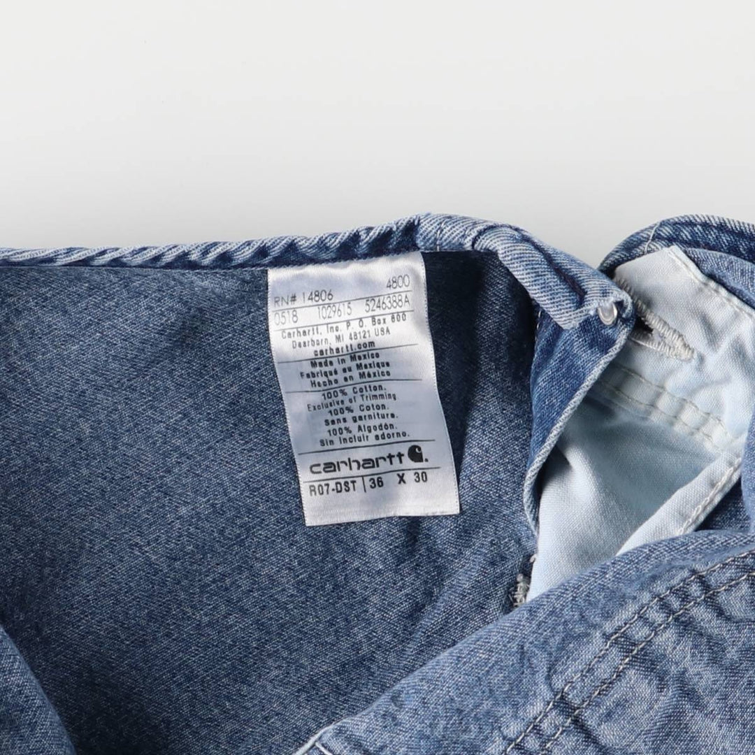 Carhartt denim overalls for men, equivalent to W38 cotton blue type Vintage Second Hand