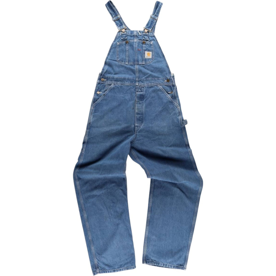 00'S Carhartt denim overalls, made in the USA, men's w36 equivalent cotton blue type Vintage Second Hand