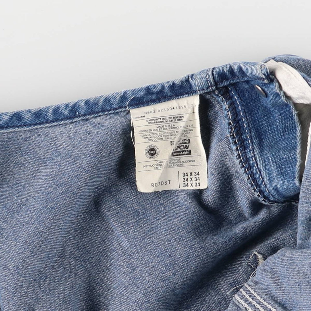 00'S Carhartt denim overalls, made in the USA, men's w36 equivalent cotton blue type Vintage Second Hand
