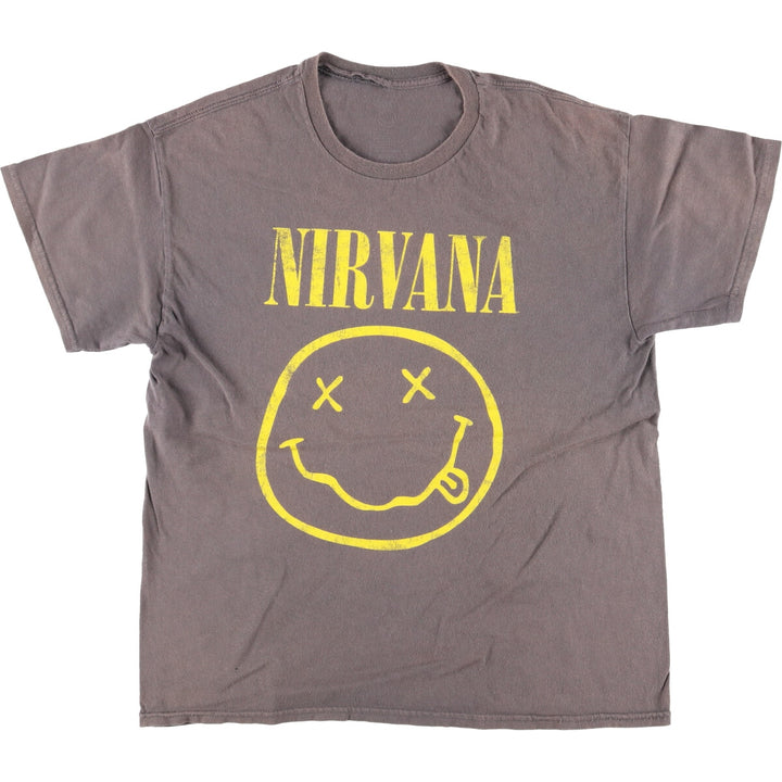 NIRVANA Nirvana Band T-shirt, Band T, Men's L size cotton Charcoal Vintage Second Hand