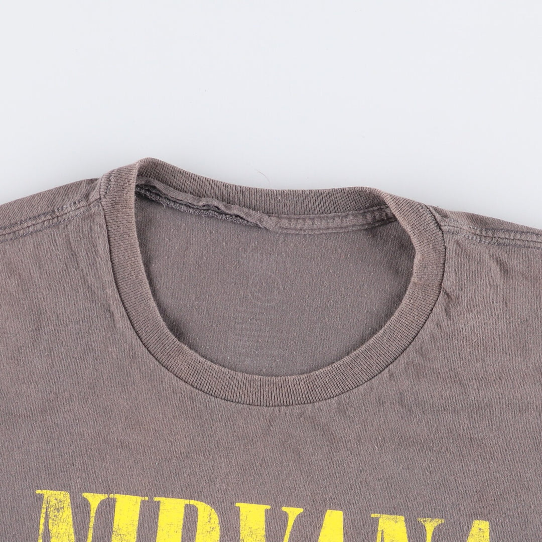 NIRVANA Nirvana Band T-shirt, Band T, Men's L size cotton Charcoal Vintage Second Hand