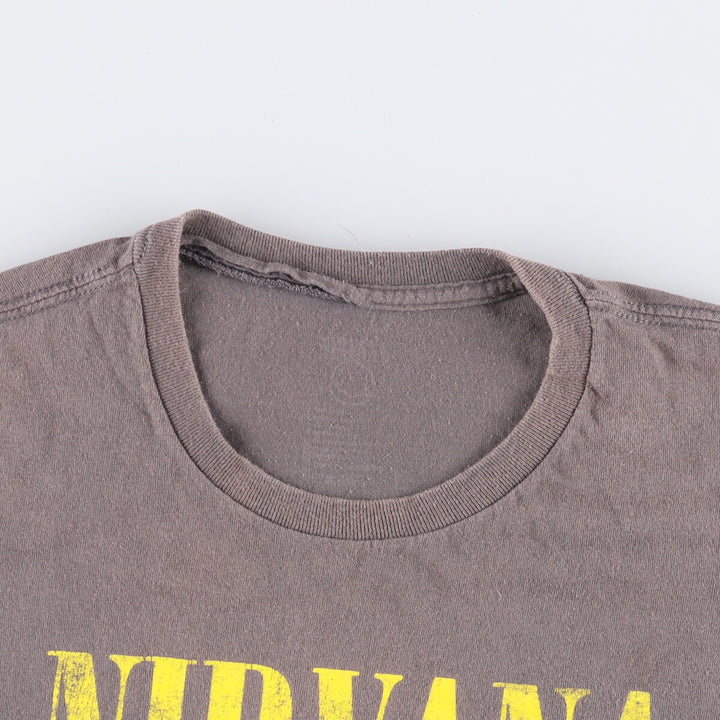 NIRVANA Nirvana Band T-shirt, Band T, Men's L size cotton Charcoal Vintage Second Hand